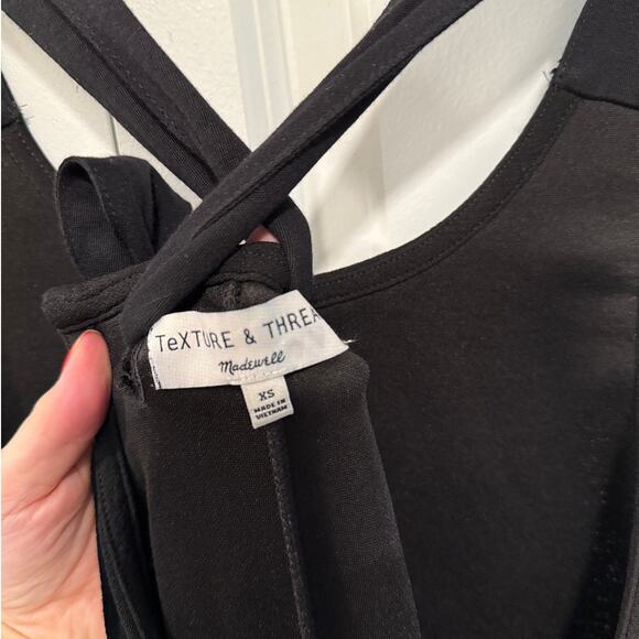 Madewell XS Texture&Thread Textured Knit Wide Leg Jumpsuit Crop Overalls Black - Picture 4 of 8